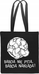 Öko Táska Pamut fekete ajándék Nagymama Nem Kérdezi Felvitel Nap TT_428