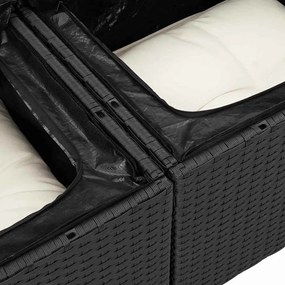 Kerti Kanapé Szett 5 pcs Fekete 233 x 117 x 85 cm Poli rattan