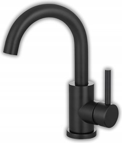 Delvant Sento Fürdőszobai Mosdó Csaptelep Kerek Csaptelep Acél Alacsony Fekete