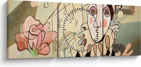 Kép - kubizmus -harlequin and rose (órával) (90x30 cm)
