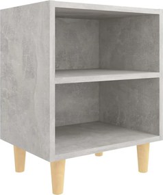vidaXL betonszürke éjjeliszekrény tömör fa lábakkal 40 x 30 x 50 cm