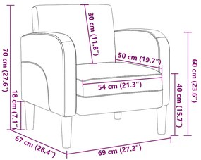 kávészínű műbőr kanapé szék karfával 54 cm