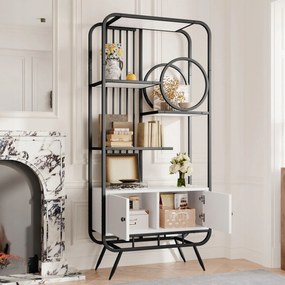 Fém polcok Szekrény Kijelzős könyvespolc 80 x 30 x 180 cm fekete