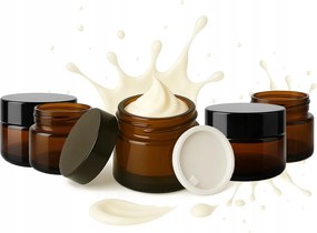 5x Tároló Üveg barna tégely 5g Sötét üveg Tégely Krém Minták Kenőcs