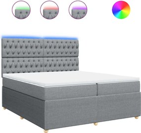 vidaXL világosszürke szövet rugós ágy matraccal 200 x 200 cm