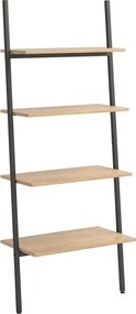 vidaXL 4 szintes világosbarna és fekete létrapolc 64 x 34 x 150,5 cm