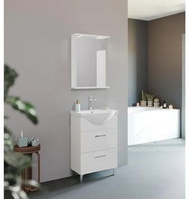 Smart 55cm-es lenyílós, fiókos fürdőszobaszekrény + mosdó