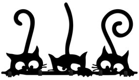 Fali Dekoráció  - Fém fali akasztó, Hidden Cats