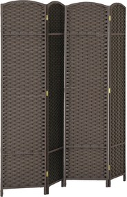 HOMCOM 4-panelás Bútorelválasztó 160x170 cm Hajtható térelválasztó Nappaliba, Hálószobába, Irodába Barna | Aosom