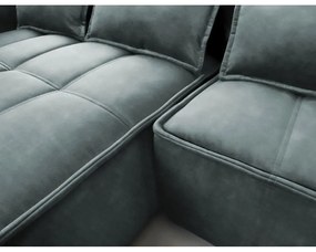 Zöld bársony kinyitható-tárolóhelyes sarokkanapé (bal oldali-heverő résszel) Campo – ELTAP