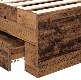 vidaXL Ágykeret fiókkal fejtámlával Öreg fa 100 x 200 cm Faanyag