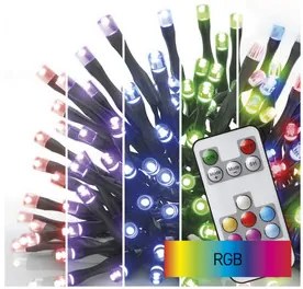 LED karácsonyi fényfüzér, 10 m, kültéri és beltéri, RGB, távirányító, programok, időzítő