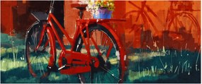 Piros kerék képe, akril festés (120x50 cm)