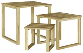 vidaXL asztal 3 pcs Természetes Impregnált fenyőfa