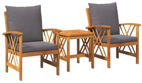 vidaXL Kerti Kanapé Szett párnával 3 pcs Olaj Természetes Tömör Akácfa