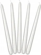 Fémezett kúpos gyertya, gyöngyházfényű, 24cm