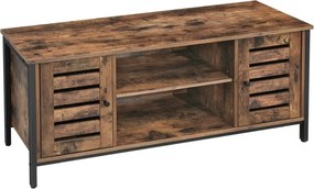 TV szekrény polcokkal és két ajtóval, rusztikus barna 110x40x50cm