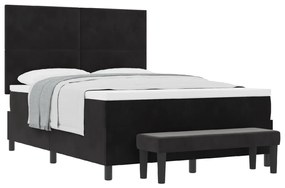 vidaXL Box Spring Ágy Matraccal és Pad Fekete 160x200 cm Bársony