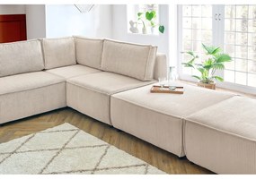 Krémszínű kordbársony sarokkanapé ("U" alakú-variálható) Nihad modular – Bobochic Paris