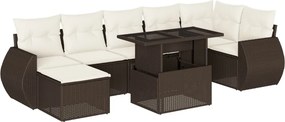 vidaXL 8 részes barna polyrattan kerti ülőgarnitúra párnákkal