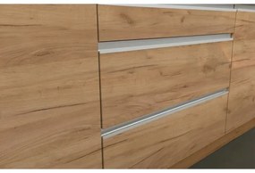 Konyhablokk MARINA 180 cm, craft tölgy/fényes fehér