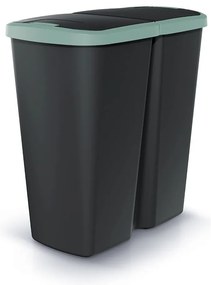 Hulladékgyűjtő DUO fekete, 45 l, zöld / fekete