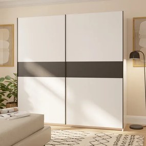 BERNO ruhásszekrény, 200 cm | Fehér + Antracit