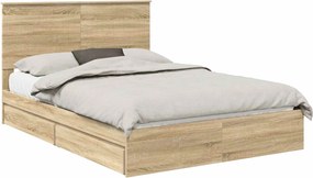 vidaXL Tárolós Ágy fejtámlával Sonoma tölgy 140 x 200 cm Faanyag