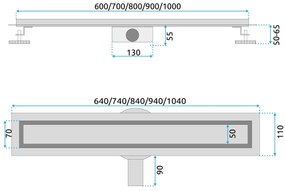 Rea Neox Pro, zuhany lefolyó 80cm, arany matt, REA-G2703