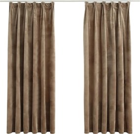 vidaXL 2 db bézs bársony sötétítőfüggöny kampókkal 140 x 175 cm