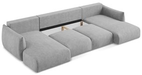 Világosszürke zsenília kinyitható sarokkanapé (U alakú) Leila – Makamii