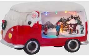 LED dekoráció , beltéri , karácsonyi busz , elemes , 4 db LED , 12 cm , piros , RGB , EGLO