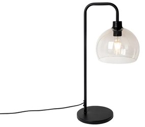 Modern asztali lámpa fekete, füstüveg hatású - Maly