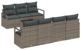 8 darabos kerti kanapészett párnákkal, szürke poli rattan, 2-fős kerti kanapé tárolóval és párnákkal, szürke poli rattan