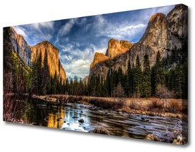Canvas kép Forest Lake Mountain Nature 100x50 cm