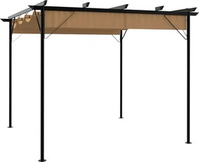 vidaXL tópszínű acél pavilon behúzható tetővel 3 x 3 m 180 g/m²