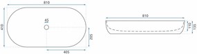 Rea Cleo, asztali mosogató 810x410x135 mm, fehér fényes, REA-U0563