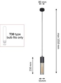 Csillár zsinóron MELODY 1xE27/15W/230V fekete