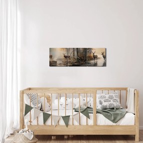 Kép - Vintage vadvilág festmény (órával) (90x30 cm)