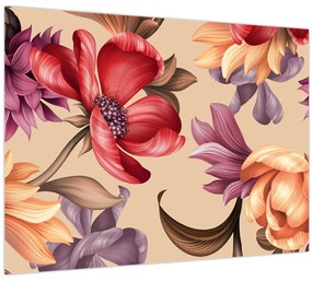 Üveg kép - Vintage virágok (70x50 cm)