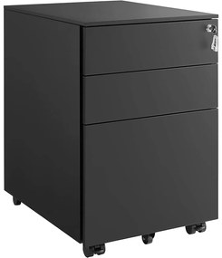 Mobil szekrény, zárható irodai szekrény 3 fiókkal, fekete