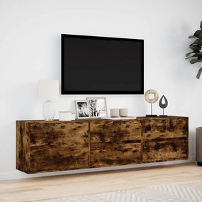 füstös tölgy falra szerelhető TV-szekrény LED-del 180x31x45cm