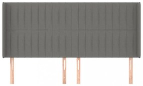 sötétszürke szövet fejtámla szárnyakkal 203x16x118/128 cm