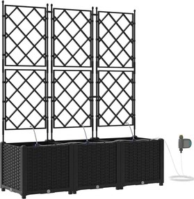 vidaXL Kerti cserép 3 pcs Fekete Acél