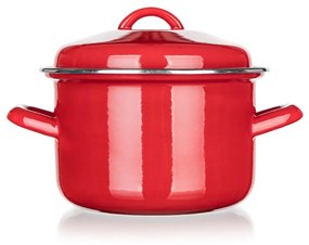 Banquet Milton red zománcozott edény fedővel, 16 cm, 2 l, 16 cm