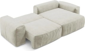 Bézs zsenília kinyitható sarokkanapé (jobb oldali-heverő résszel) Kuki – Makamii