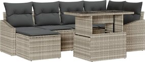 vidaXL Kerti Kanapé Szett párnával 7 pcs Világosszürke