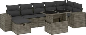 vidaXL 8 részes szürke polyrattan kerti ülőgarnitúra párnákkal