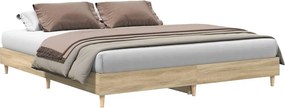 vidaXL sonoma tölgyszínű szerelt fa ágykeret matrac nélkül 200x200 cm