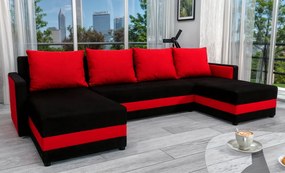 Univerzális ülőgarnitúra, fekete/piros, PAULITA U